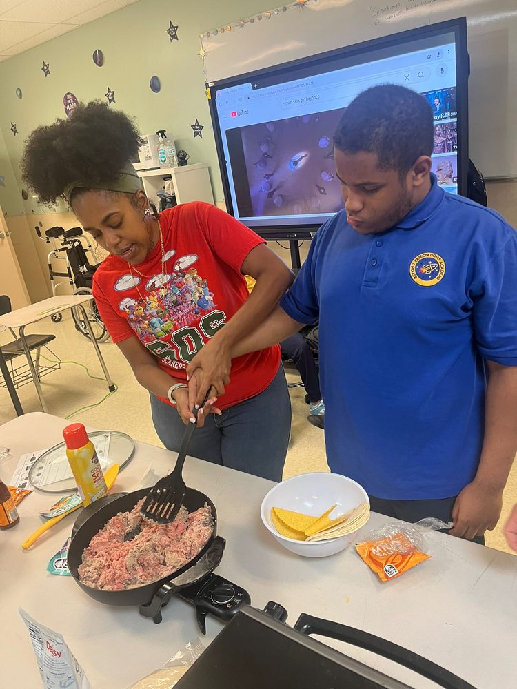 Students taking part in a culinary activity